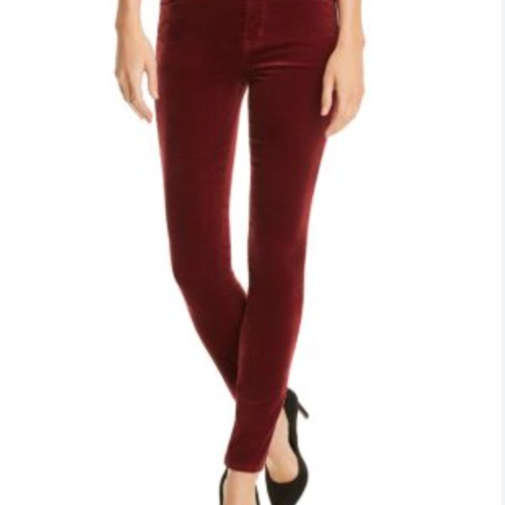 J Brand Maria Velvet Skinny Jeans in Oxblood sz 25 - Picture 1 of 7